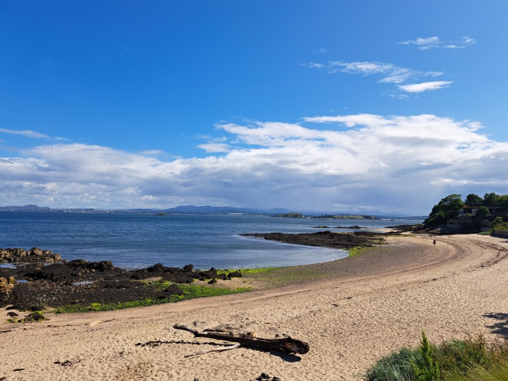 black sands beach, aberdour