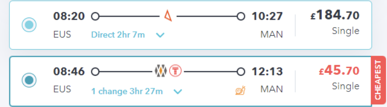 cheaper london to manchester train tickets on SmartSplit
