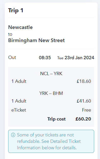 split ticket itinerary on SmartSplit site