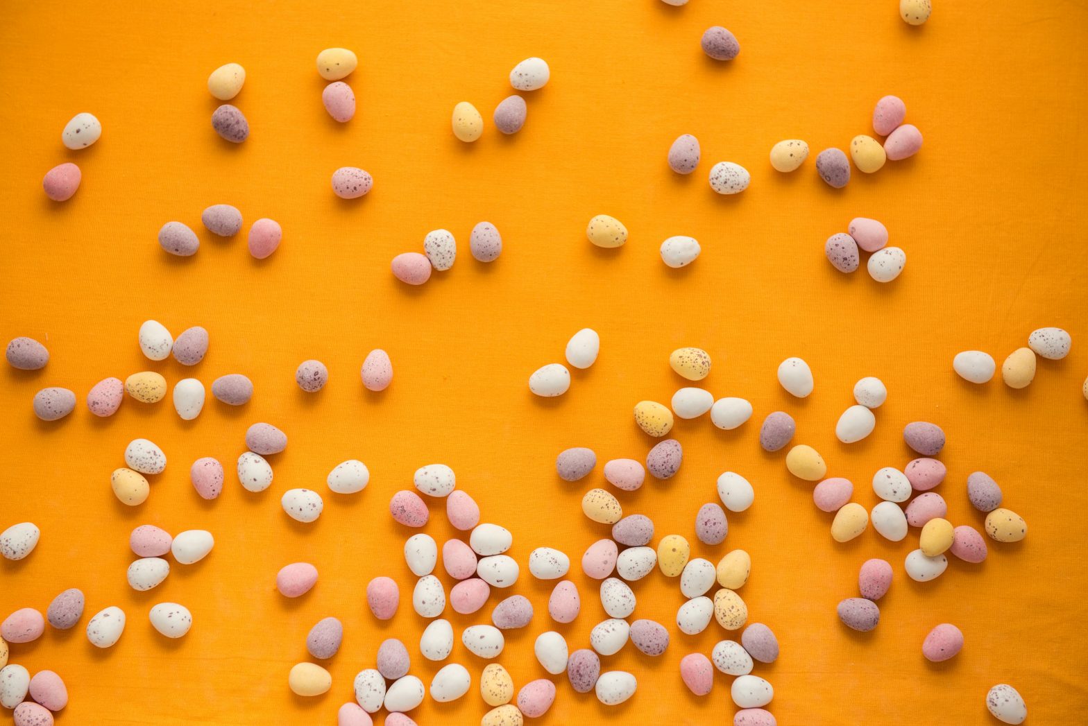 easter eggs on an orange background